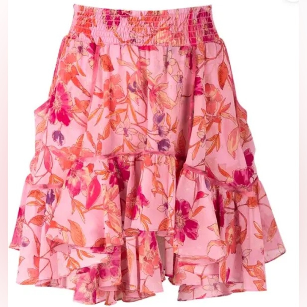 NWT Floral Pink Ruffle Skirt